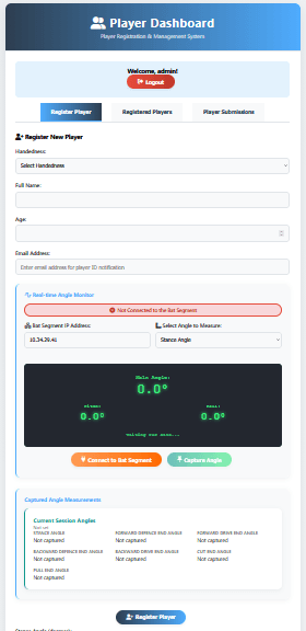 Player Dashboard - IoT Cricket Training System
